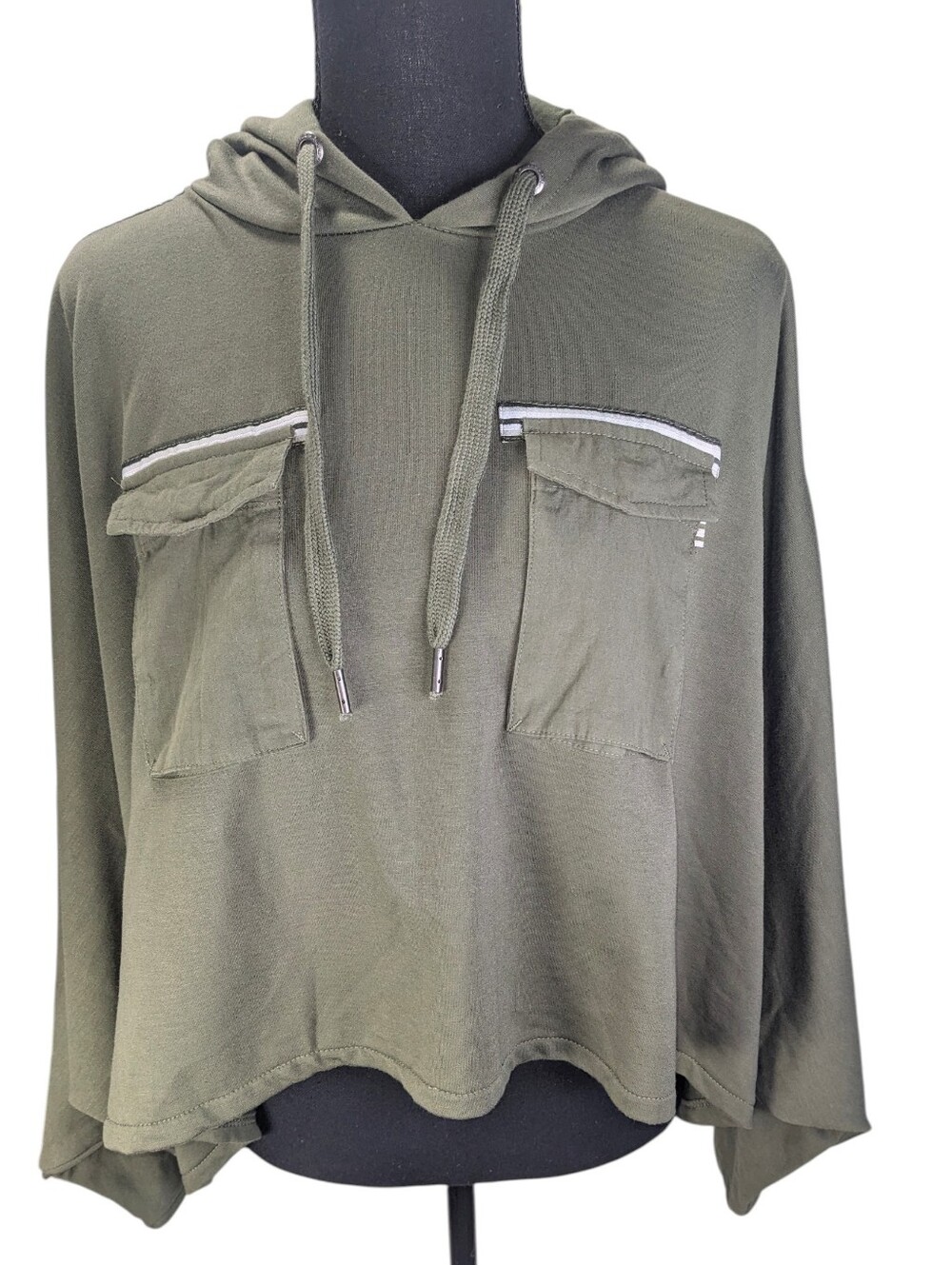 Triple Five Soul Olive Green Hooded Crewneck Sweater with Front Pockets Size S